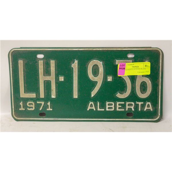 1971 ALBERTA LICENSE PLATE