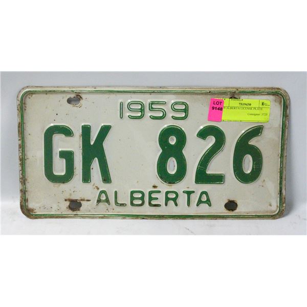1959 ALBERTA LICENSE PLATE