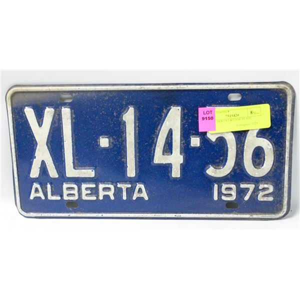 1972 ALBERTA LICENSE PLATE