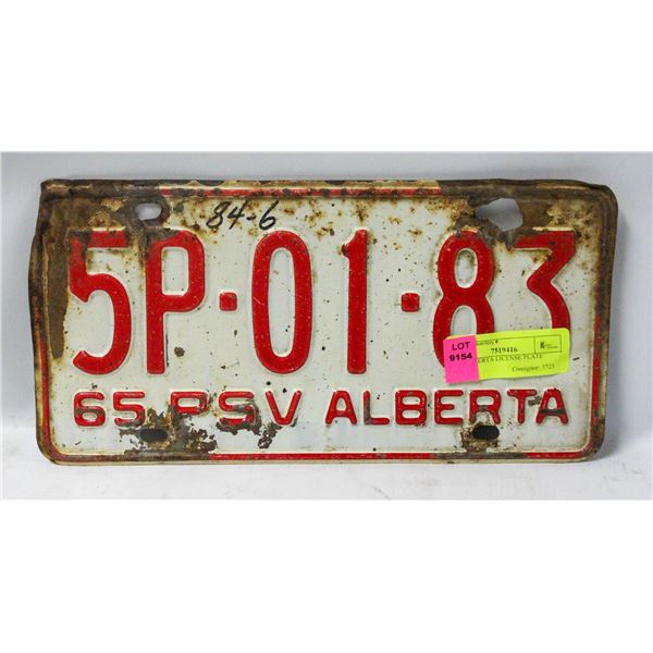 1965 ALBERTA LICENSE PLATE