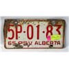 Image 1 : 1965 ALBERTA LICENSE PLATE