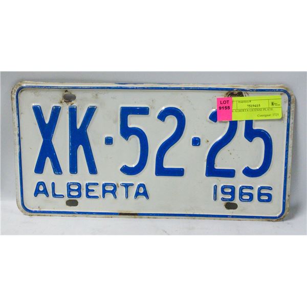 1966 ALBERTA LICENSE PLATE