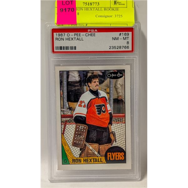 1987 OPC RON HEXTALL ROOKIE CARD PSA 8