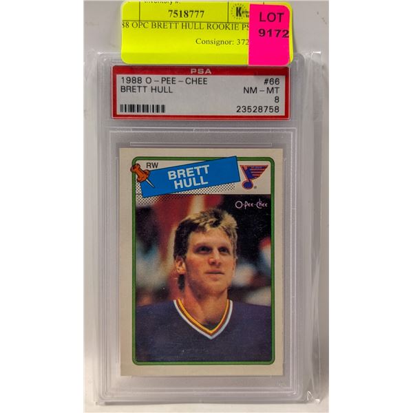 1988 OPC BRETT HULL ROOKIE PSA 8