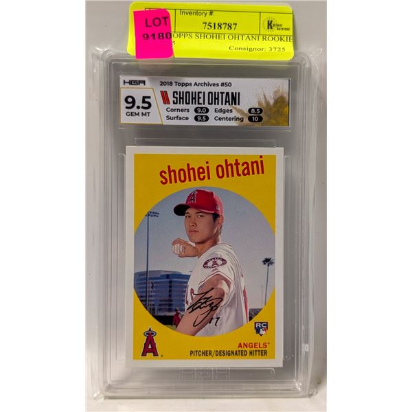 2018 TOPPS SHOHEI OHTANI ROOKIE PSA 9.5