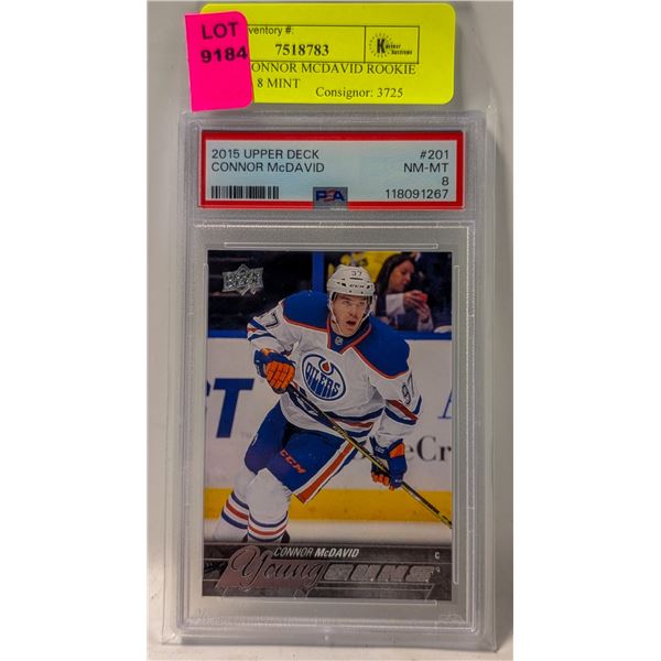 2015 UD CONNOR MCDAVID ROOKIE CARD PSA 8 MINT