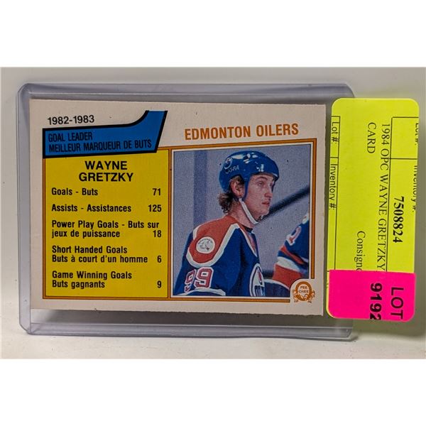 1984 OPC WAYNE GRETZKY HOCKEY CARD