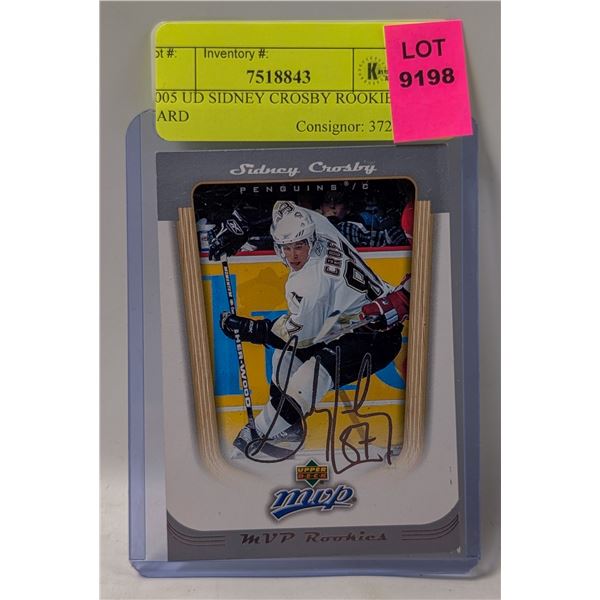 2005 UD SIDNEY CROSBY ROOKIE CARD
