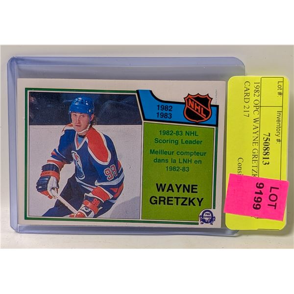 1982 OPC WAYNE GRETZKY HOCKEY CARD 217