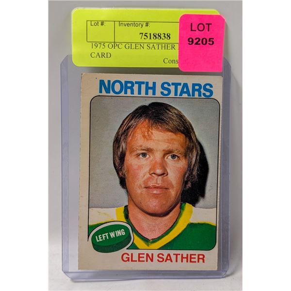 1975 OPC GLEN SATHER HOCKEY CARD