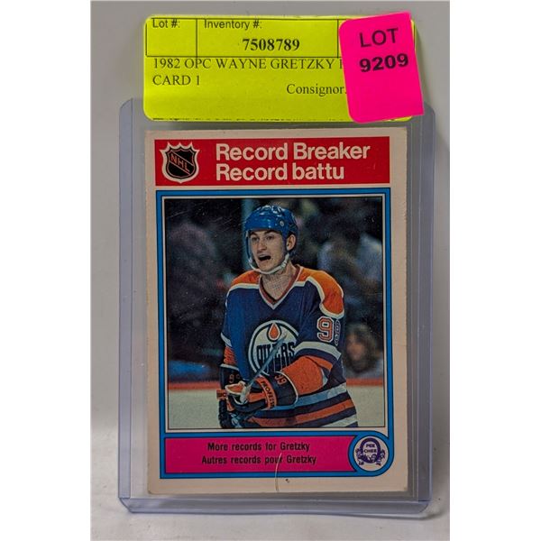 1982 OPC WAYNE GRETZKY HOCKEY CARD 1