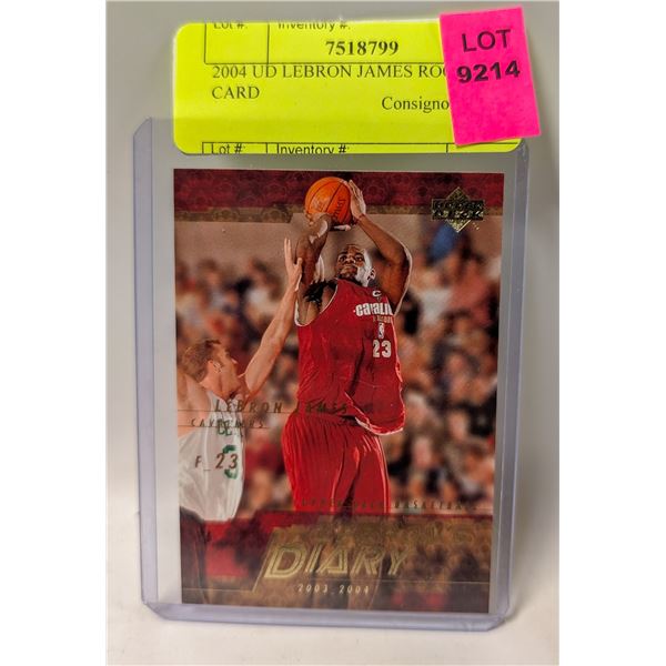 2004 UD LEBRON JAMES ROOKIE CARD