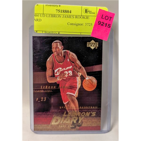 2004 UD LEBRON JAMES ROOKIE CARD