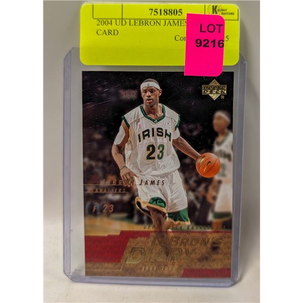 2004 UD LEBRON JAMES ROOKIE CARD