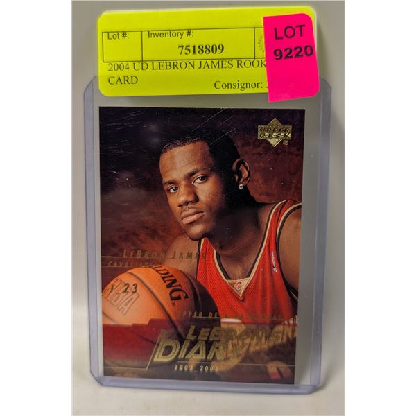 2004 UD LEBRON JAMES ROOKIE CARD