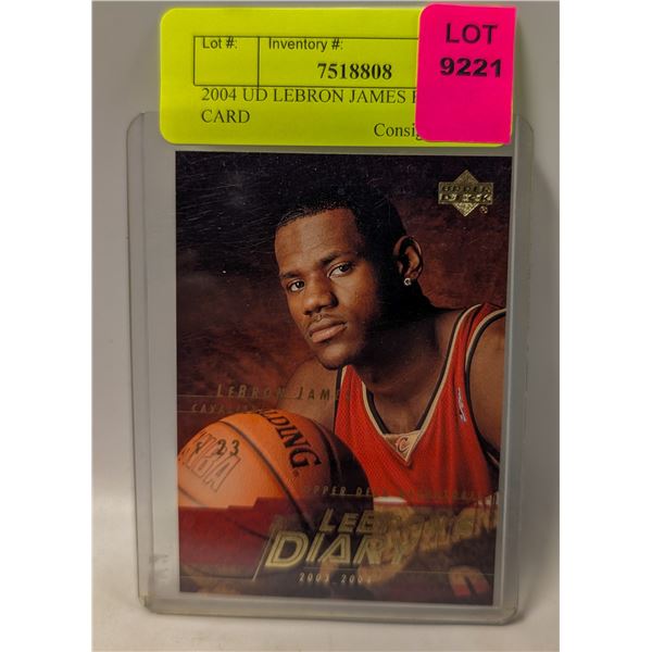 2004 UD LEBRON JAMES ROOKIE CARD