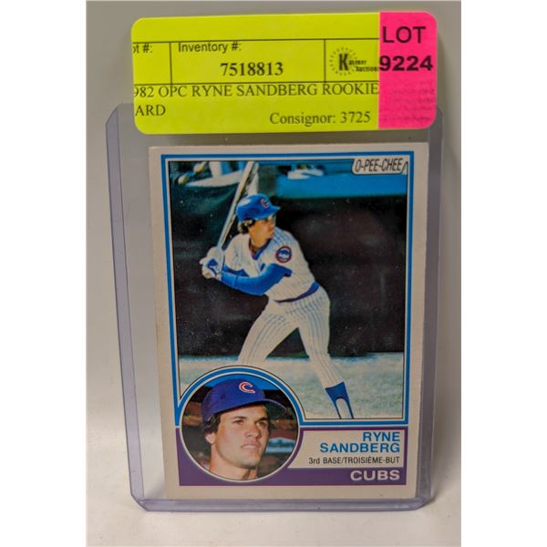 1982 OPC RYNE SANDBERG ROOKIE CARD