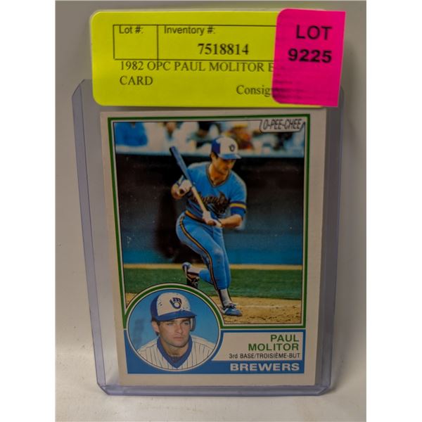 1982 OPC PAUL MOLITOR BASEBALL CARD