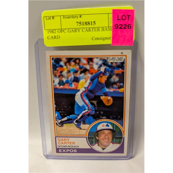 1982 OPC GARY CARTER BASEBALL CARD