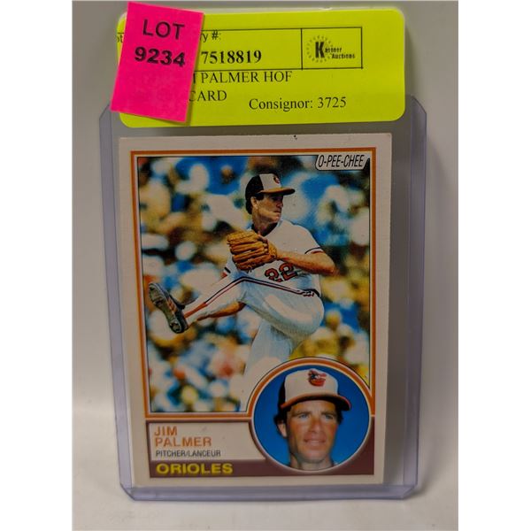 1982 OPC JIM PALMER HOF BASEBALL CARD