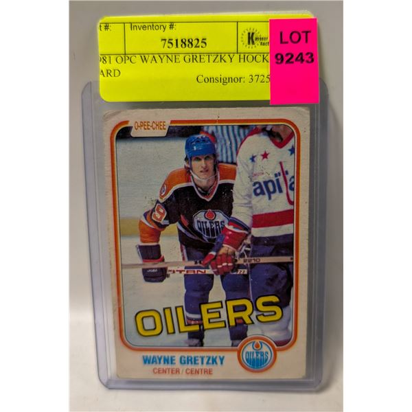 1981 OPC WAYNE GRETZKY HOCKEY CARD