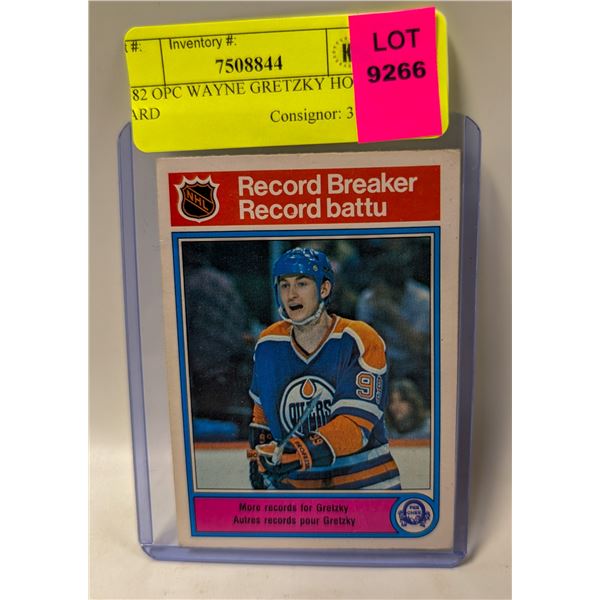 1982 OPC WAYNE GRETZKY HOCKEY CARD
