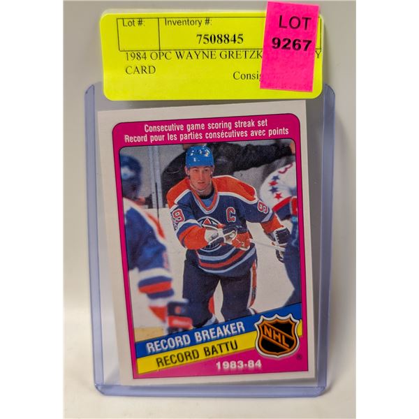 1984 OPC WAYNE GRETZKY HOCKEY CARD