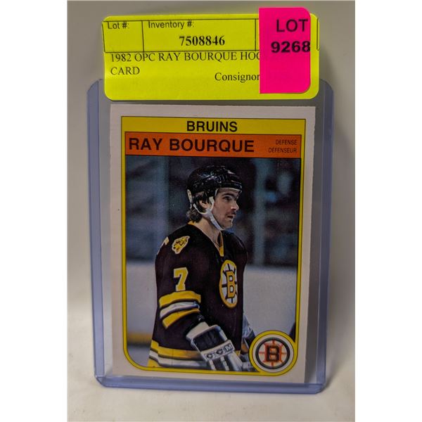1982 OPC RAY BOURQUE HOCKEY CARD