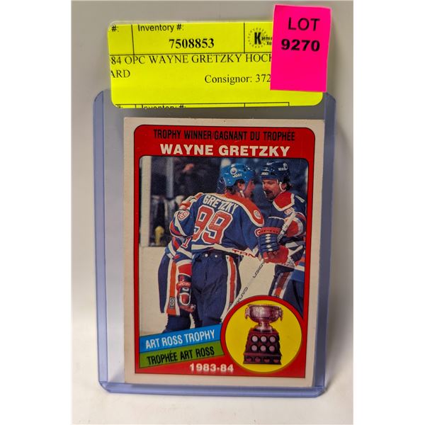 1984 OPC WAYNE GRETZKY HOCKEY CARD