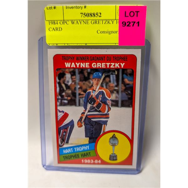 1984 OPC WAYNE GRETZKY HOCKEY CARD