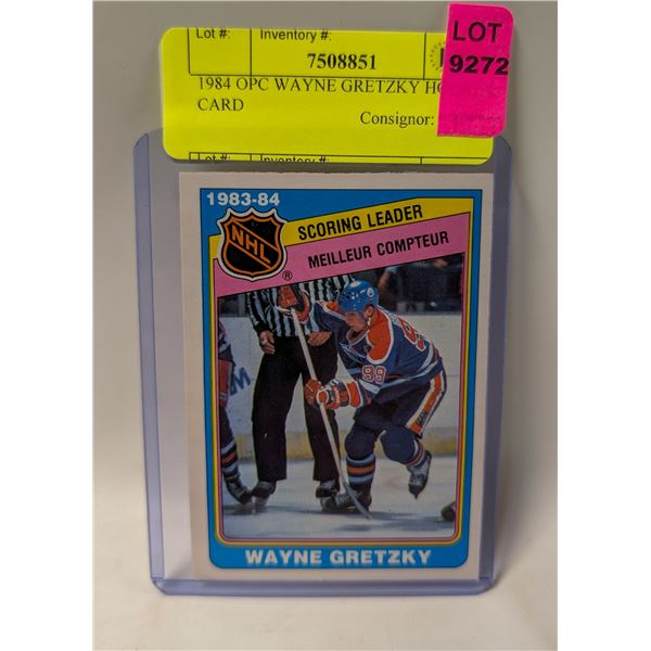 1984 OPC WAYNE GRETZKY HOCKEY CARD