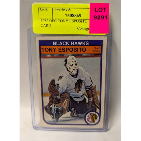 1982 OPC TONY ESPOSITO HOCKEY CARD