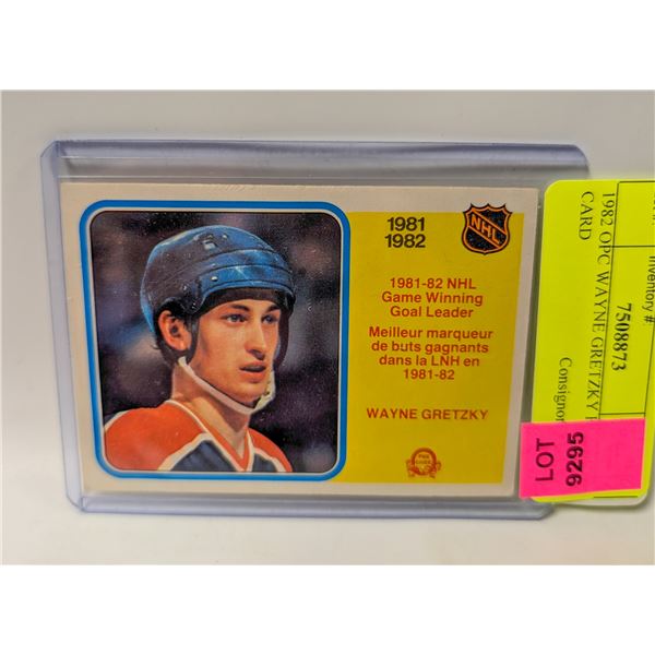 1982 OPC WAYNE GRETZKY HOCKEY CARD