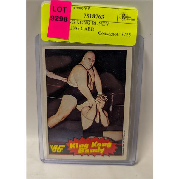 1985 KING KONG BUNDY WRESTLING CARD
