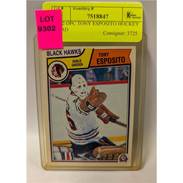 1982 OPC TONY ESPOSITO HOCKEY CARD