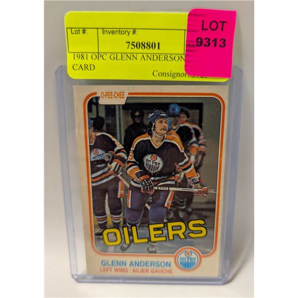 1981 OPC GLENN ANDERSON ROOKIE CARD