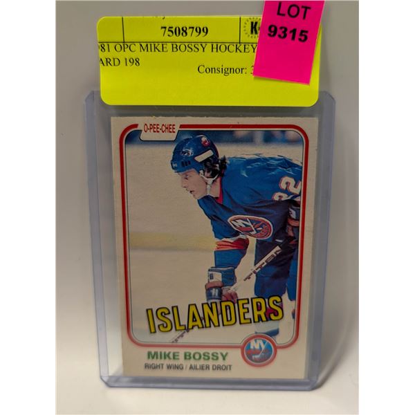 1981 OPC MIKE BOSSY HOCKEY CARD 198