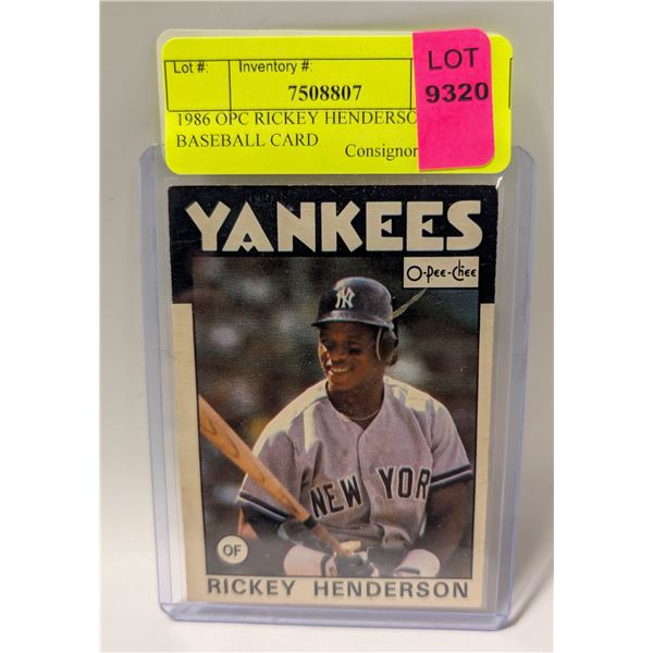 1986 OPC RICKEY HENDERSON BASEBALL CARD