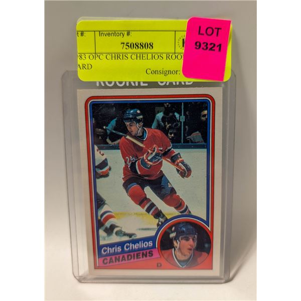 1983 OPC CHRIS CHELIOS ROOKIE CARD