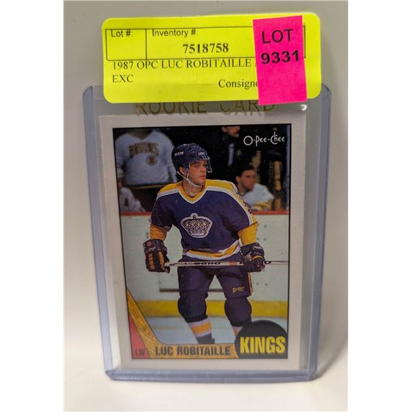 1987 OPC LUC ROBITAILLE ROOKIE EXC