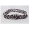 Image 1 : 925 SILVER TENNIS BRACELET W AMETHYST & PERIDOT