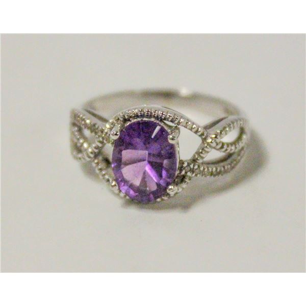 10K WHITE GOLD RING W AMETHYST
