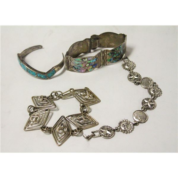 LOT OF SILVER & OTHER BRACELETS