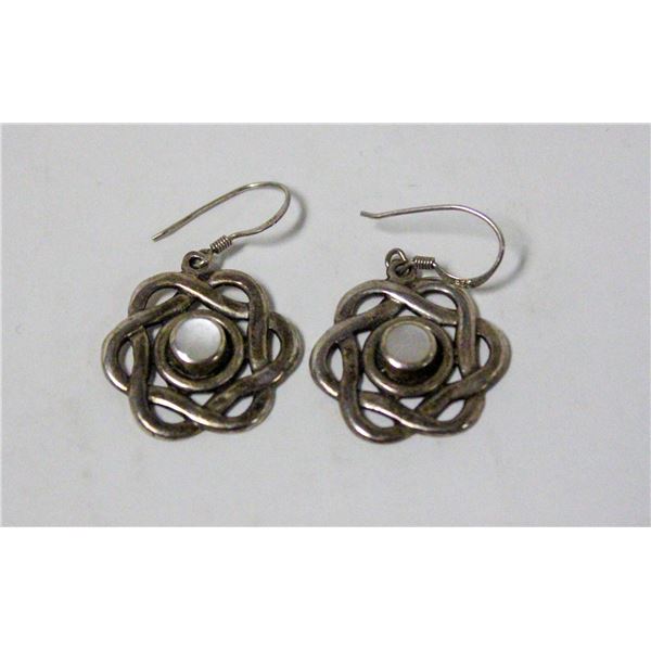 PAIR STERLING SILVER EARRINGS W STONE