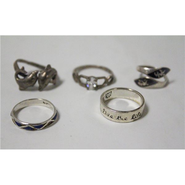 LOT 5 ASSTD SILVER RINGS