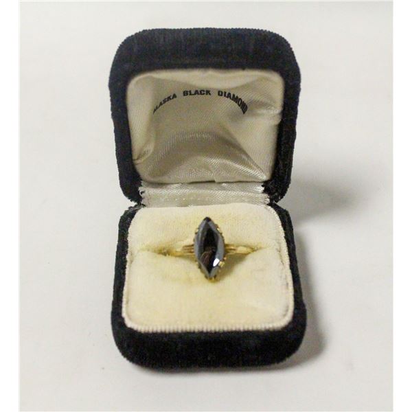 1950S 10K GOLD MARQUISE HEMATITE RING