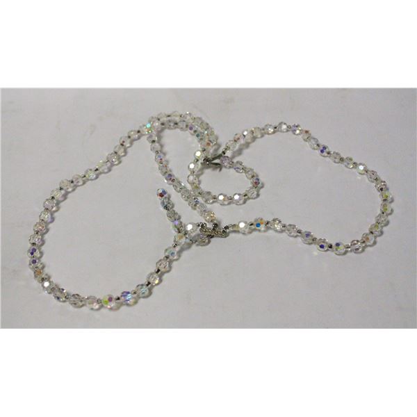 VINTAGE MULTI STRAND CRYSTAL BEADED NECKLACE