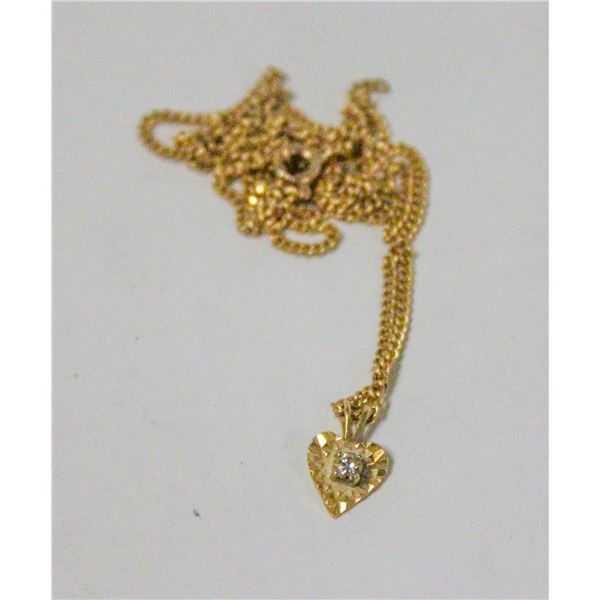 10K GOLD BIRKS CHAIN W DIAMOND PENDANT AS IS