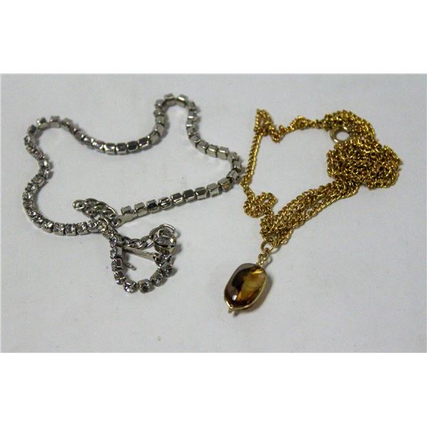 PAIR VTG COSTUME JEWELLERY NECKLACES