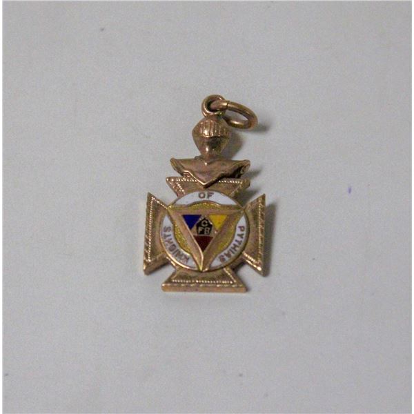 ANTIQUE 10K GOLD KNIGHTS OF PYTHIAS PENDANT